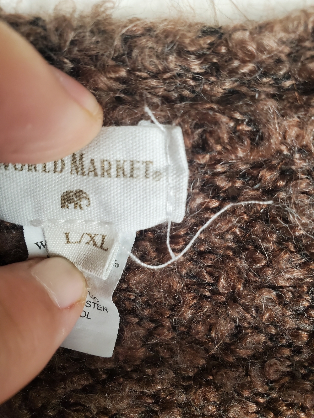 World Market Darcy Brown Textured Bouclé Knit Cardigan Sweater XL . #354 - Picture 4 of 9